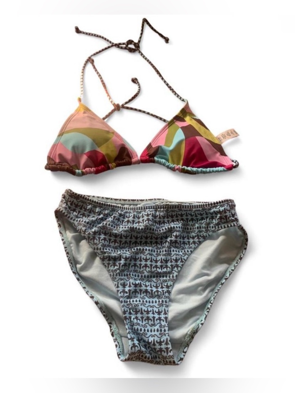💕 Athleta multicoloured printed triangle bikini set Size XS  swim
